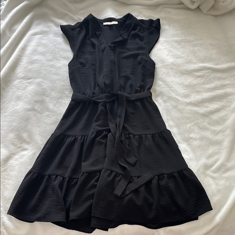 Monteau Black Ruffled Mini Dress